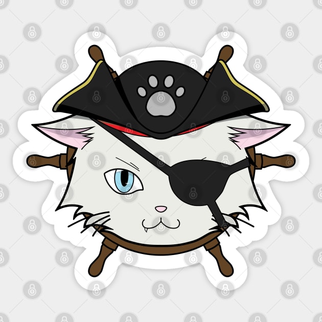 The Pirate Cat Sticker by The Kitten Gallery